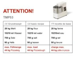 Teigknetmaschine - 53 Liter / 44 Kg - Mit Festem Kessel -Küchengerätegeschäft tmp53 c9ed